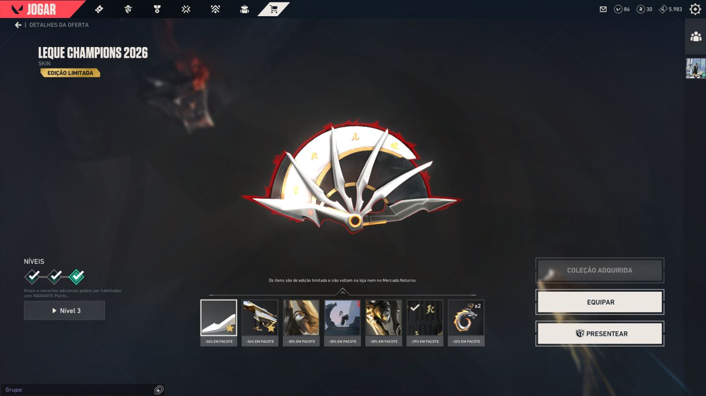 CONTA COM PACOTE CHAMPIONS E VANDAL GAIA (LER DESCRICAO)