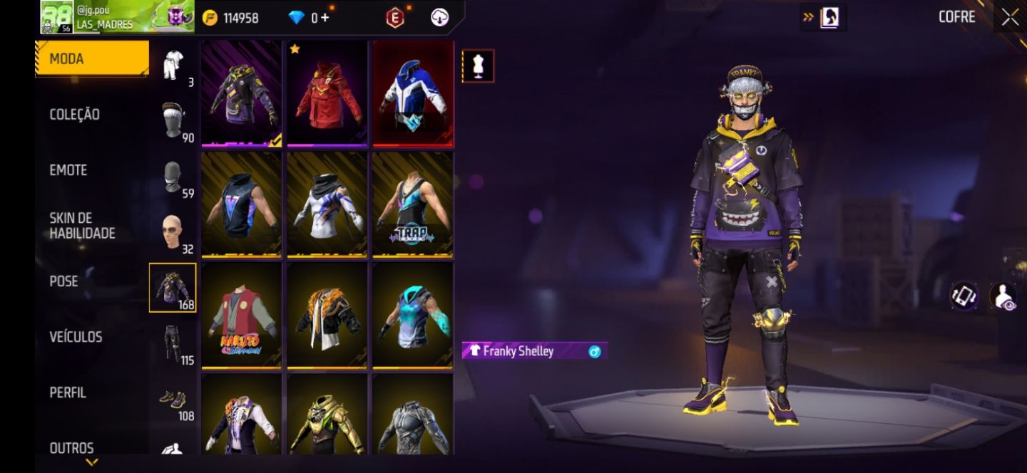 Conta de free fire diamante com várias skins