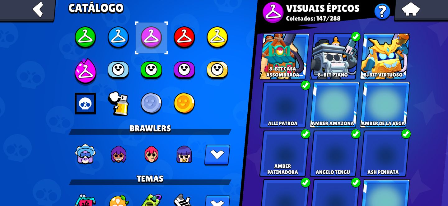 Conta Brawl Stars 60k troféus com 367 skins e com algumas skins raras