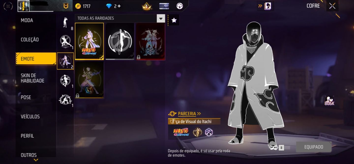 CONTA DE FREE FIRE COM SKIN RARA DO ITACHI!