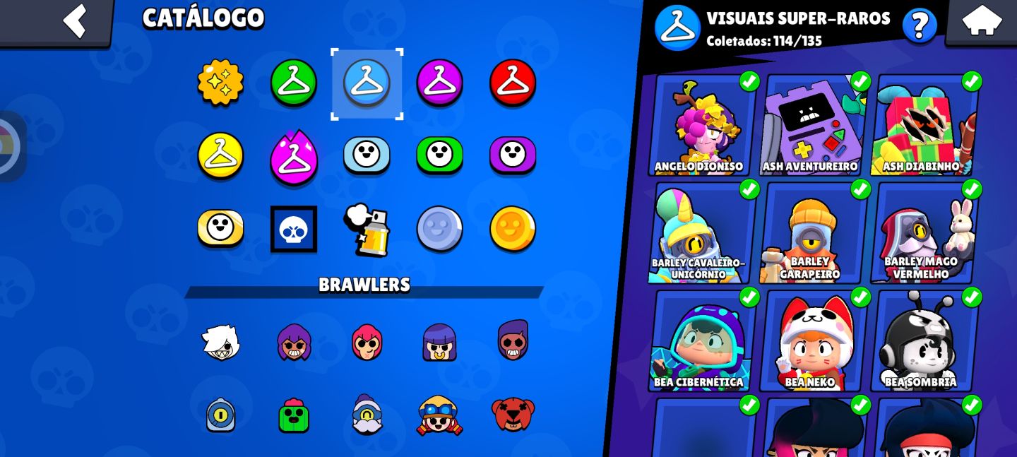 (RARA!)CONTA BRAWL STARS COM 88K, 480 SKINS, 6 ANOS E COSMÉTICOS EXCLUSIVOS