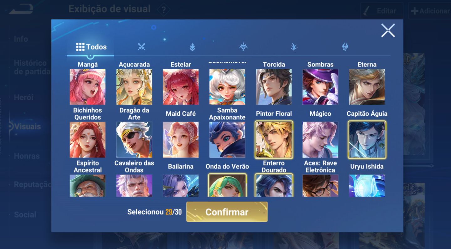 Minha conta honor of kings com skins extremamente raras