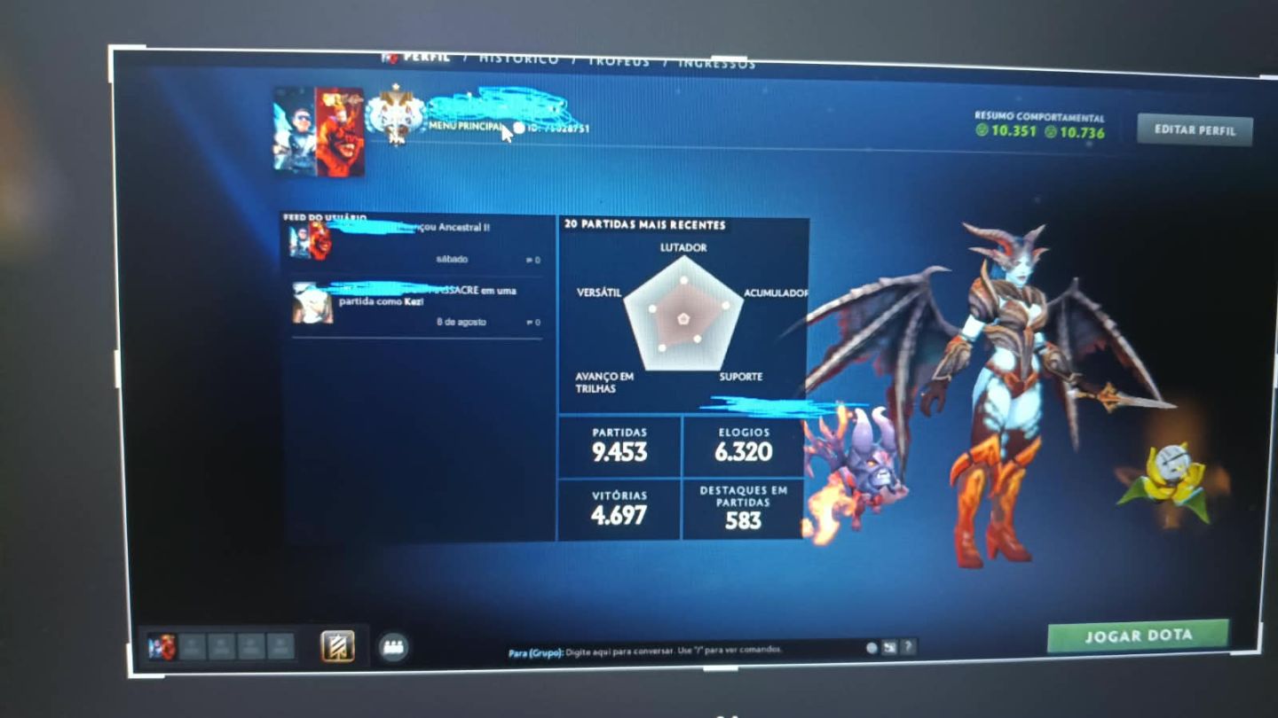 Conta de dota2, ancient 1, conta ativa a mais de 10 anos