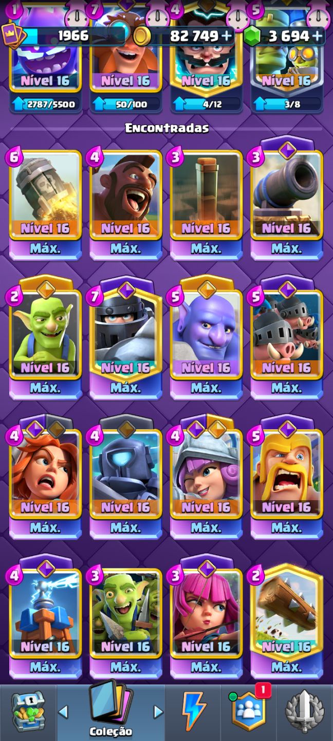 CONTA CLASH ROYALE COM 10 ANOS DE JOGO, REI 16, 21 EVO, 6 HEROIS E MAX trofeus