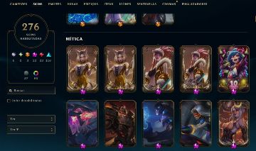 Conta do LOL Ouro full champs, 276 skins 3 ultimante e 12 míticas