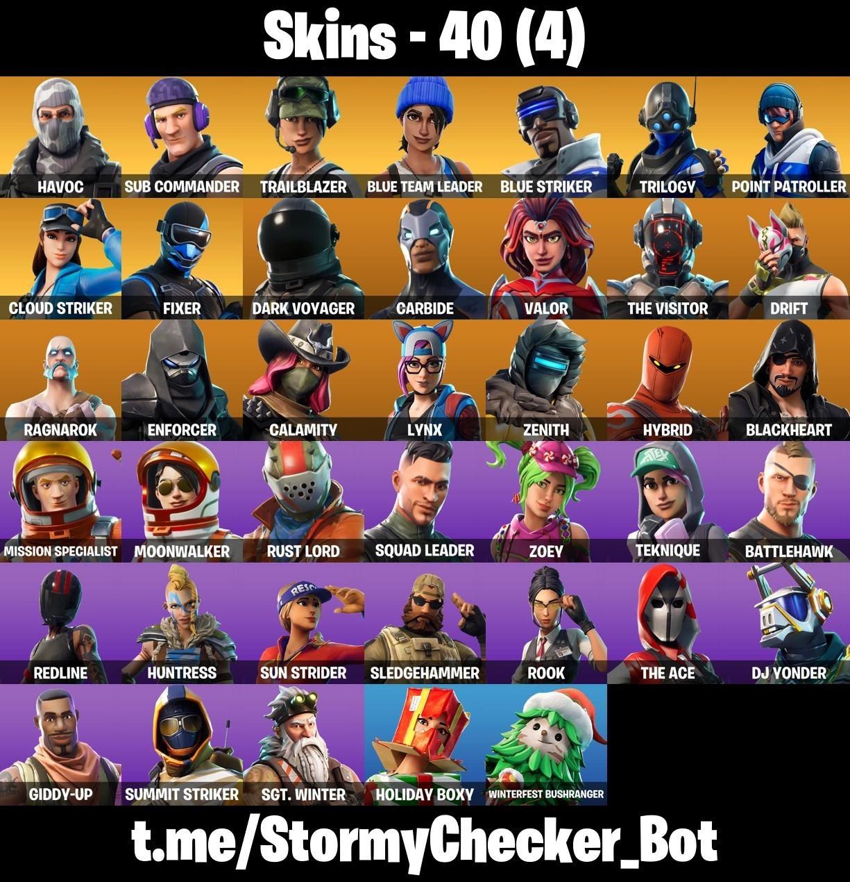 CONTA FORTNITE COM HAVOC, TRAILBLAZER, SUB COMANDER, ATEMPORAL & 40 SKINS