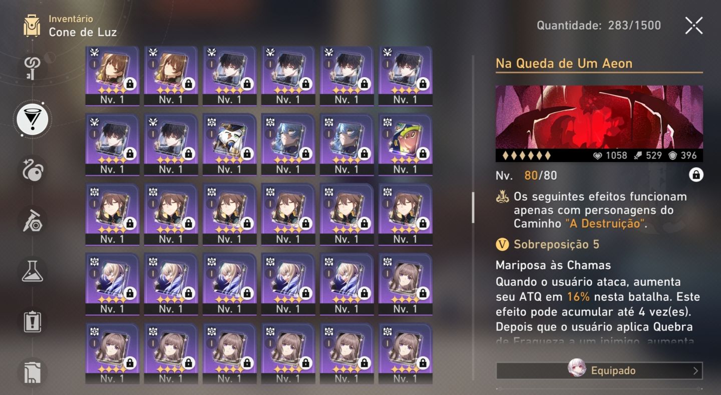 Conta HSR LV MAX | Endgame | Full Eventos | 28 Personagens E 15 LC Limitados