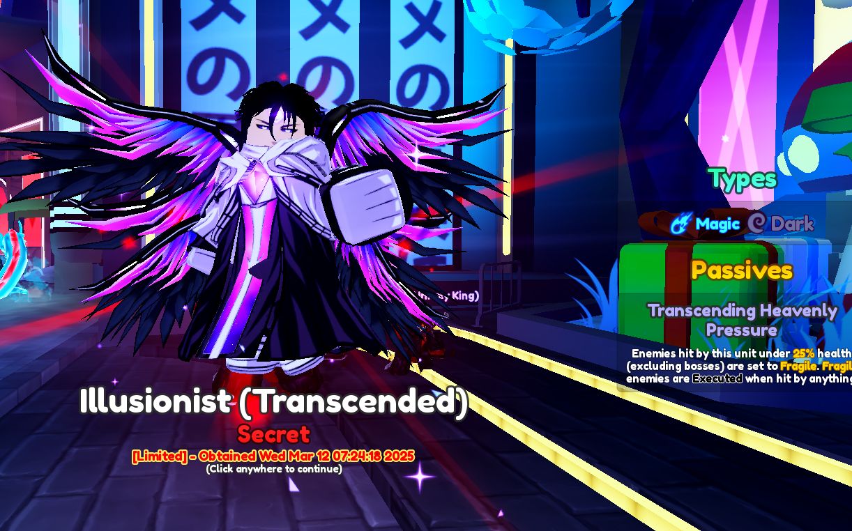 Anime Adventures Skins Units e contas (Temos Homura/aizen/alucard disponiveis)