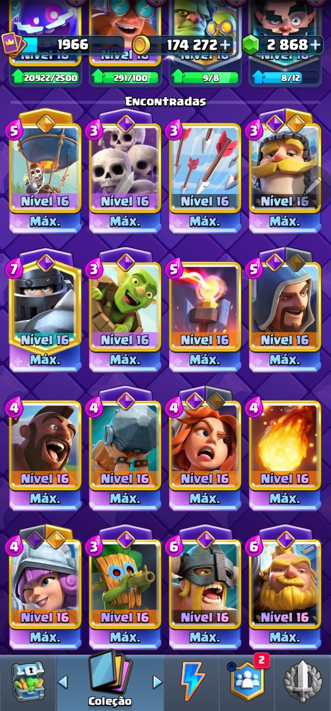Conta Clash Royale pontuação 1966 - 35evo