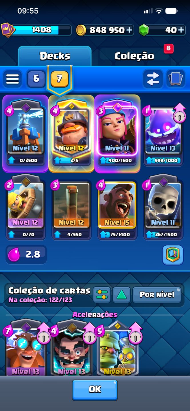 Conta Clash Royale 7652 Troféus Nv 1408 ARENA 20