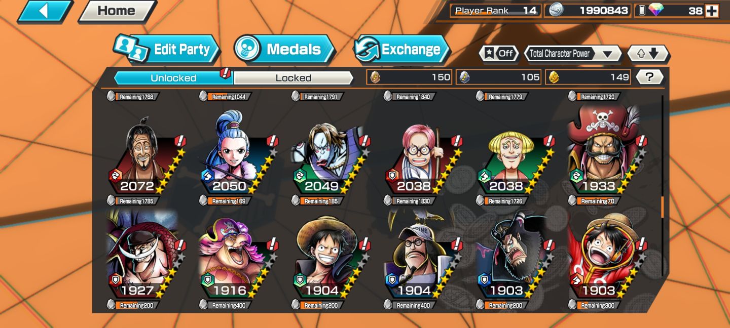 Conta de Bounty rush com barba negra, Aokiji e Rogerio EX