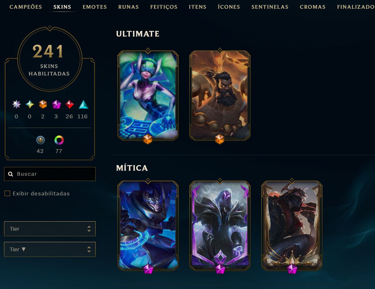 CONTA DE LOL 241+ SKINS LVL 250+ (SKINS EDG LIMITADAS COM CHROMA E ASSINATURA)