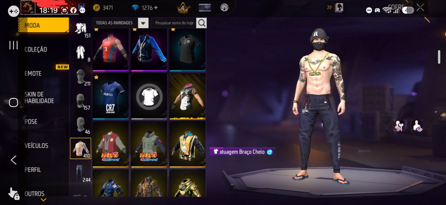 CONTA FREE FIRE NÍVEL 68 | 1.276 DIAMANTES | 400 CAMISAS | LOGIN VK + EMAIL