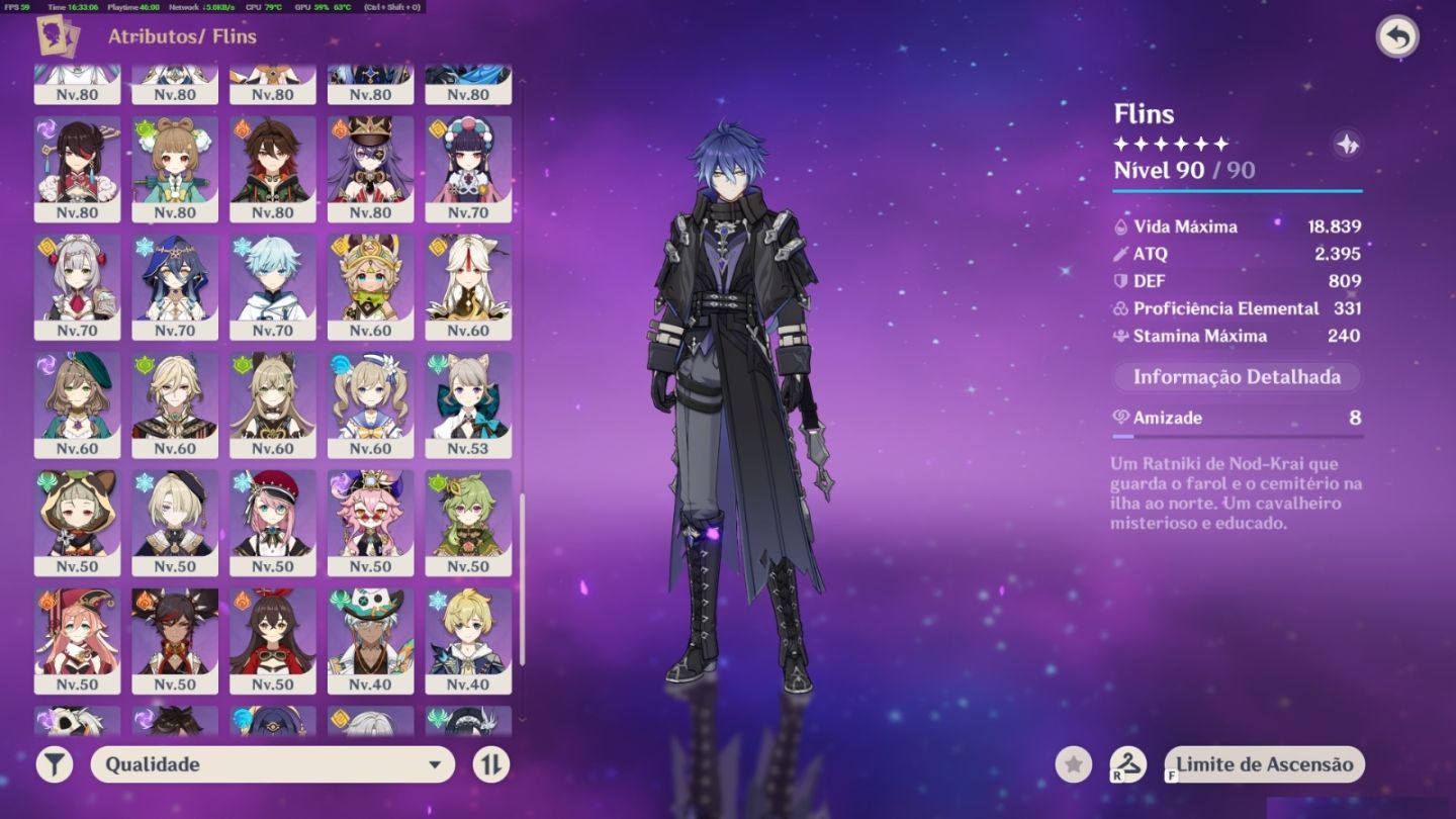 GENSHIN IMPACT AR 60 | AMÉRICA | 52 PERSONAGENS 5 ESTRELAS + CONSTELAÇÕES