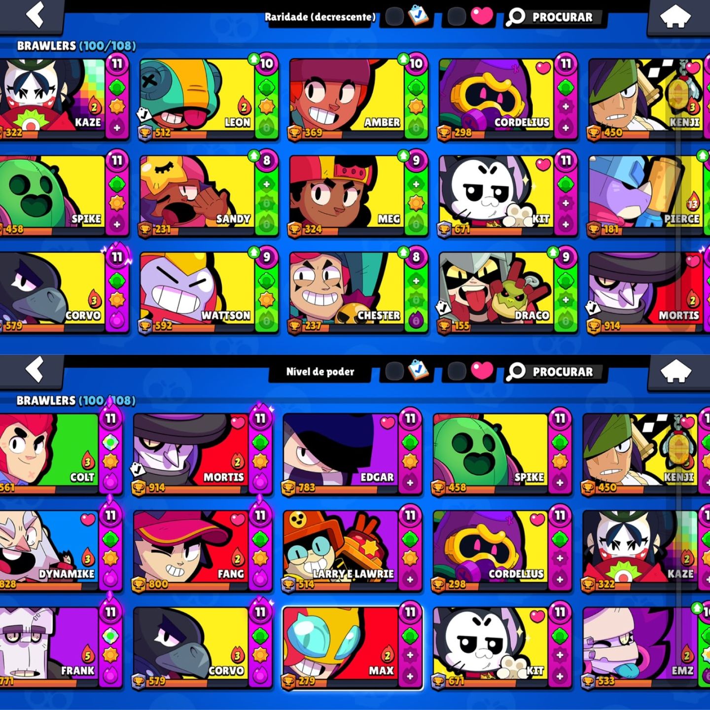 CONTA DE BRAWL STARS 38K DE TROFEUS | 100 BRAWLERS | VARIAS SKINS