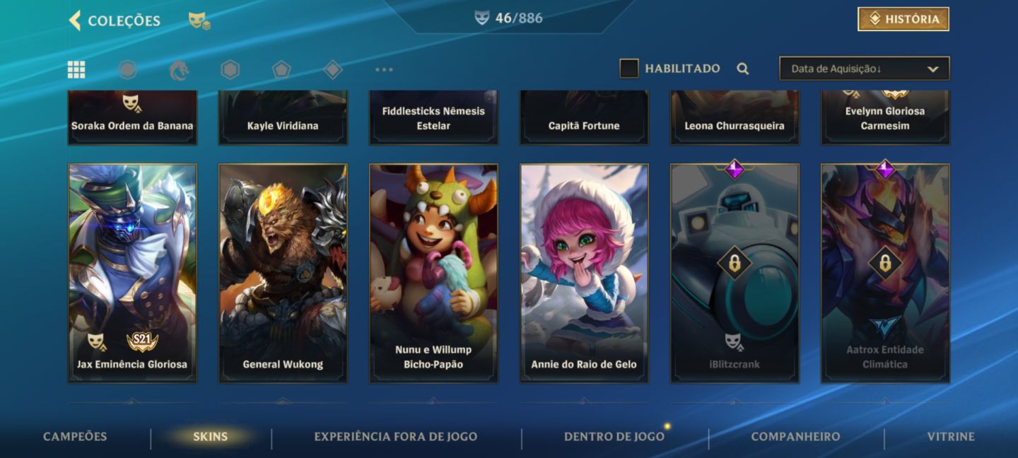 Conta com todas skin da miss Fortune