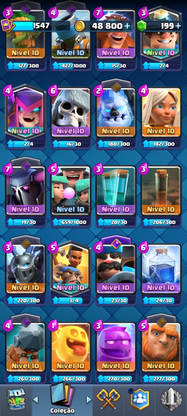CONTA CLASH ROYALE COMPLETA 122/122 cartas coleção completa