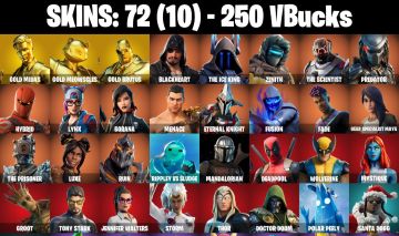 CONTA FORTNITE COM 72 SKINS GOLD MIDAS/GOLD BRUTUS/MANAGE/LEXA/PEELY/TROG/MAVE