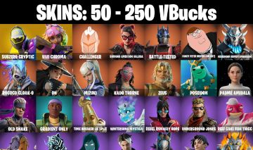 CONTA FORTNITE COM 50 SKINS VIVI CHROMA/OMEGAROK/MYSTICA/OSCAR/POSEIDON/NISHA