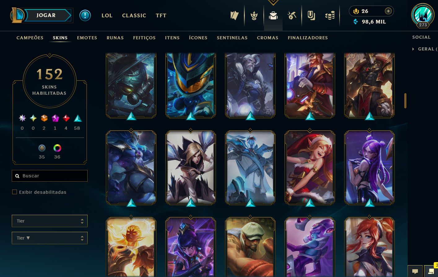 CONTA LEAGUE OF LEGENDS - FOCO ADC / ATIRADORES - COMPLETA!