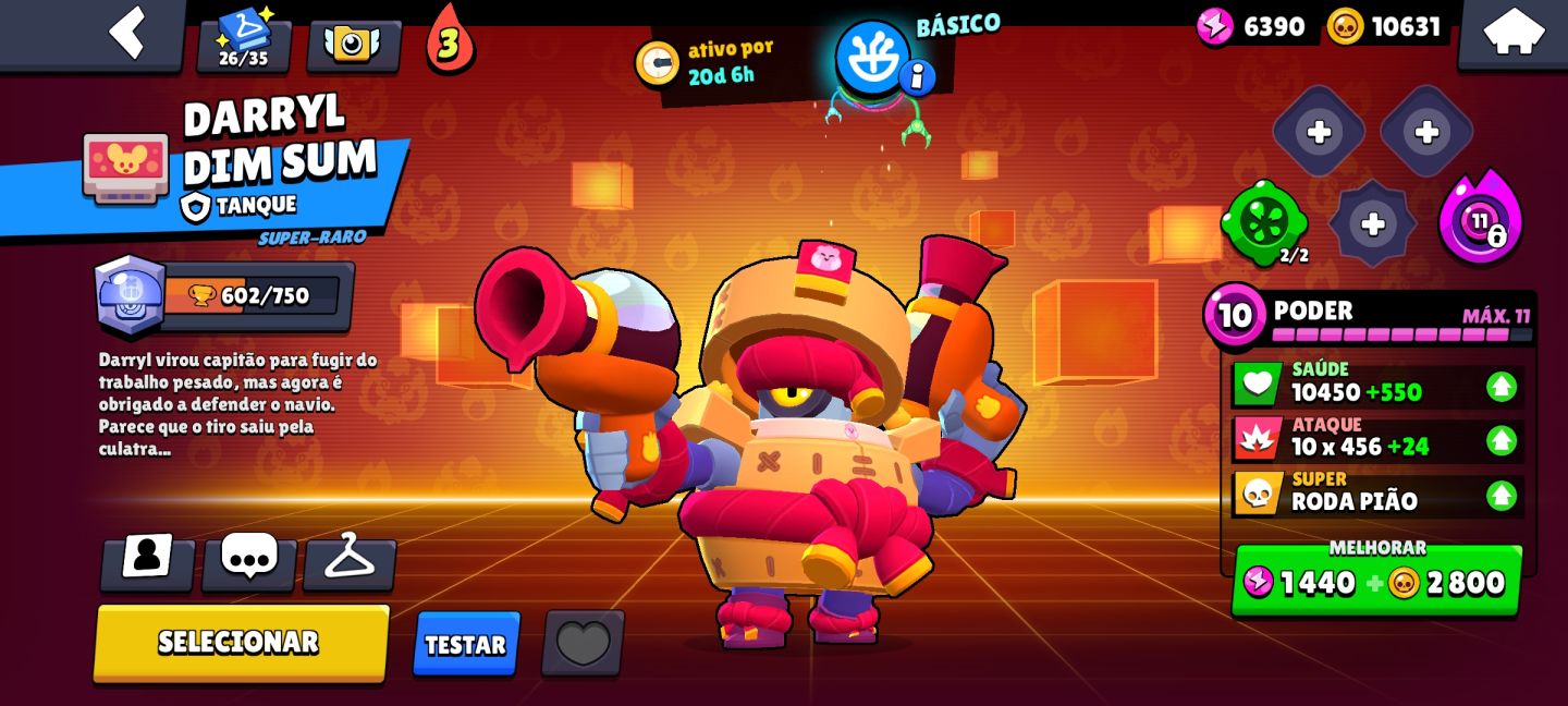 CONTA BRAWL STARS 76K TROFÉUS, COM VÁRIAS SKINS RARAS( BIBI HERÓICA)SHELLY BRUXA