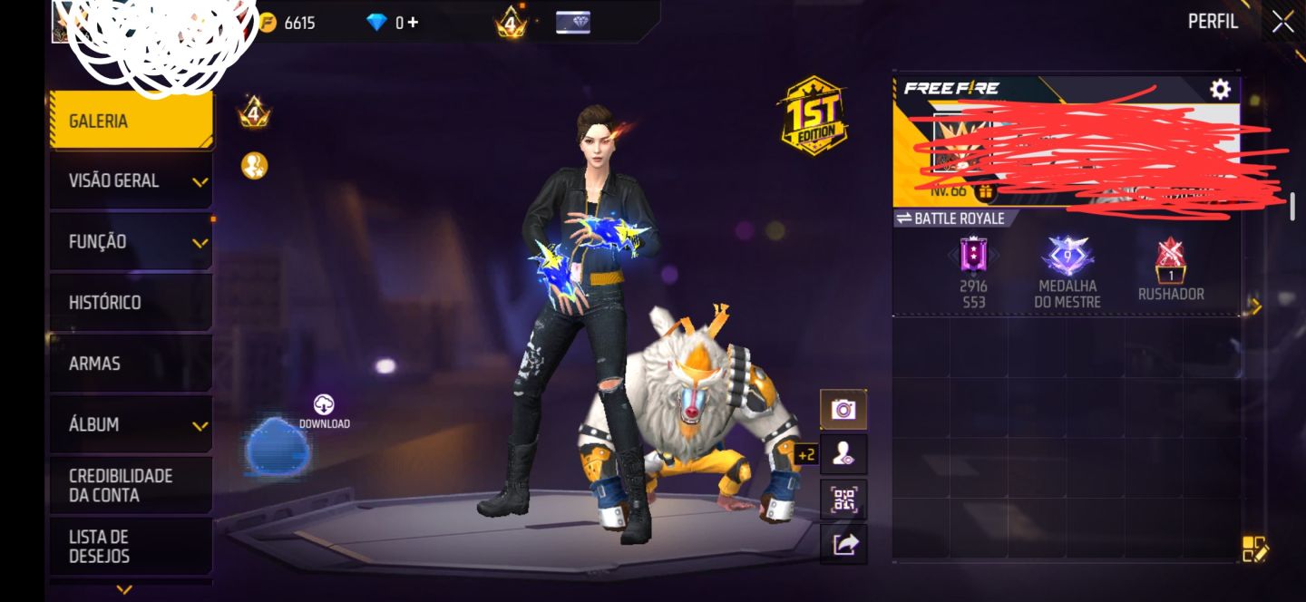 CONTA DE FREE FIRE ANTIGA COM DINO