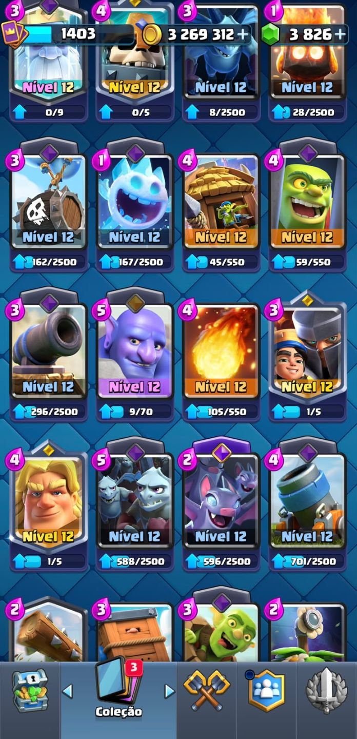CONTA CLASH ROYALE COM 8 ANOS DE JOGO 9K DE TROFÉUS E 3 MILHÕES DE OURO +BRINDES