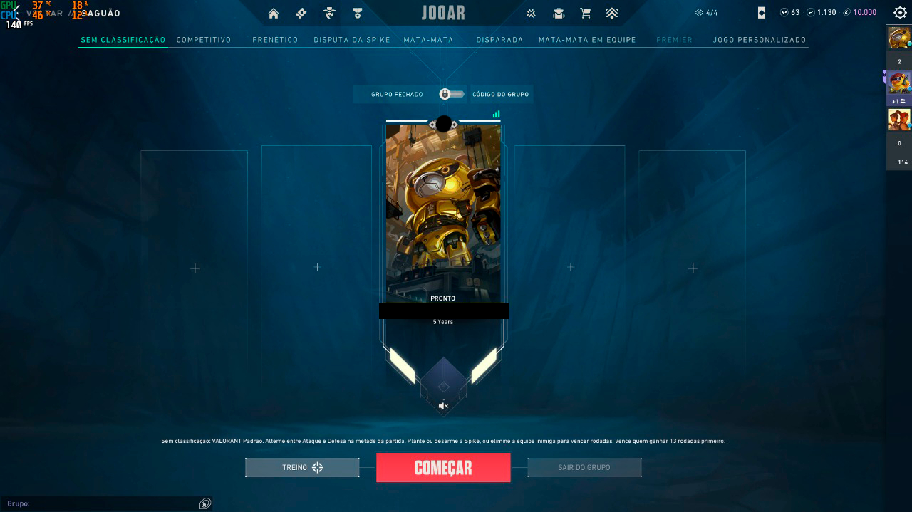 CONTA VALORANT, atualmente platincom muitas skins.