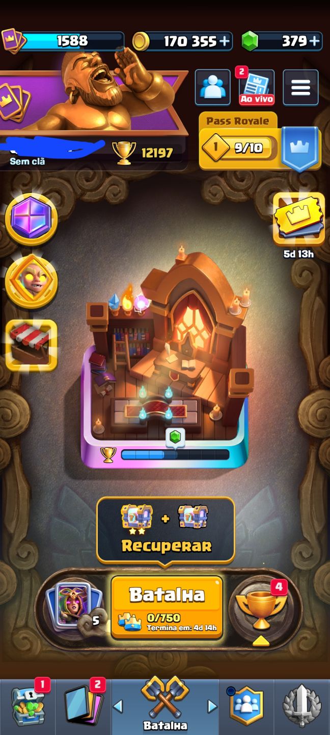CONTA CLASH ROYALE 12.1K+ TROFÉUS | TORRE LVL 15 | CARTAS LVL 16 | FULL ACESSO