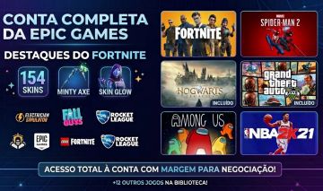 CONTA EPIC GAMES PREMIUM | FORTNITE + SPIDER-MAN 2 + HOGWARTS LEGACY + GTA 5
