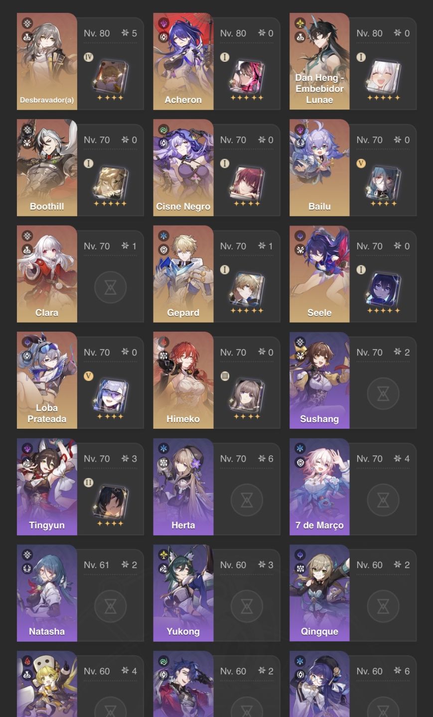 Genshin AR60 - 27 T5 + Conta Honkai StarRail 14 5 ESTRELAS + Honkai 3rd