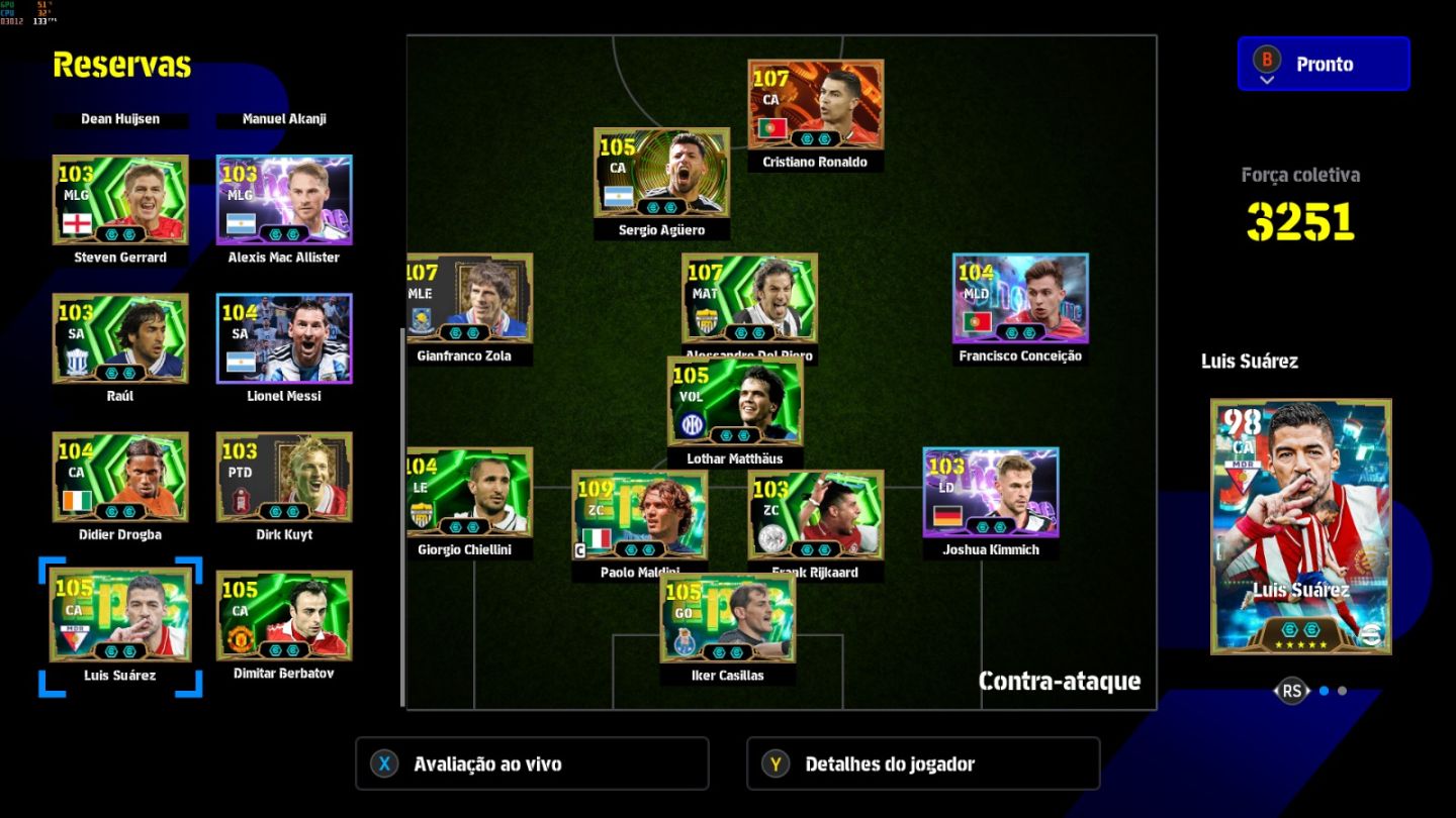 Conta PC Steam Del Piero Blitz 107, Zola Blitz 107, Maldini 109, CR7 107 e CIA
