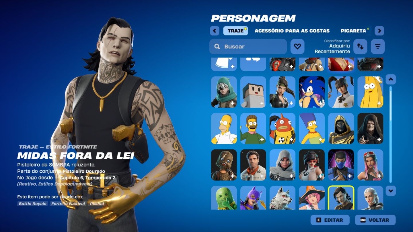 CONTA DE FORTNITE COM 77 SKINS | Outlaw Midas | PROMOÇÃO!