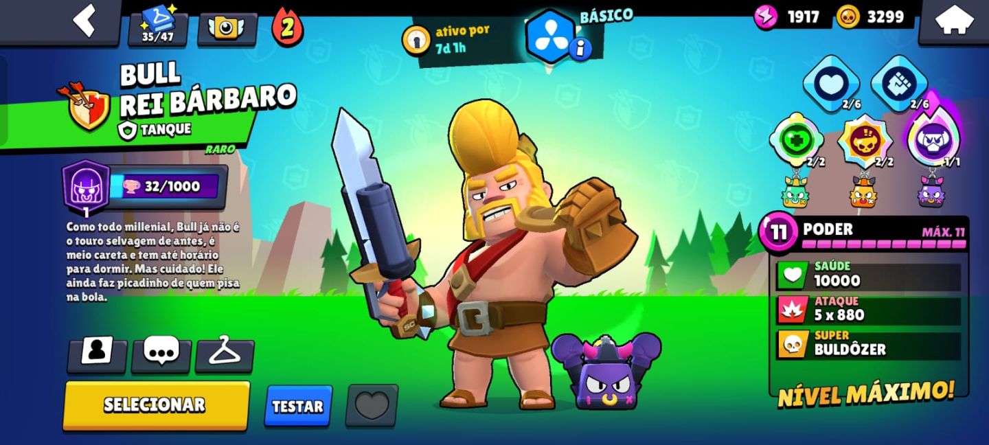 Conta Brawl Stars upada com mais de 1620 horas de jogo e algumas skins limitadas