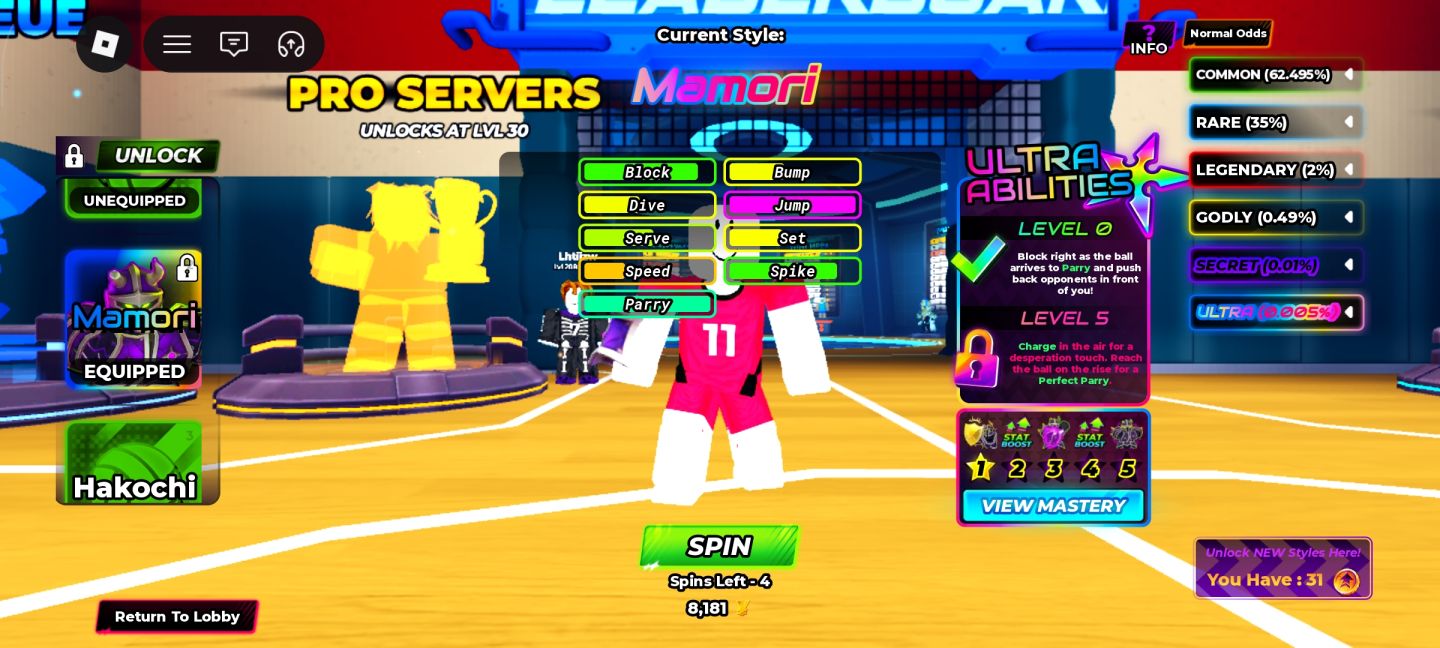 CONTA DE VOLLEYBALL LEGENDS COM MAMORI M1 E 30 LUCKY SPINS DE BRINDE!!!