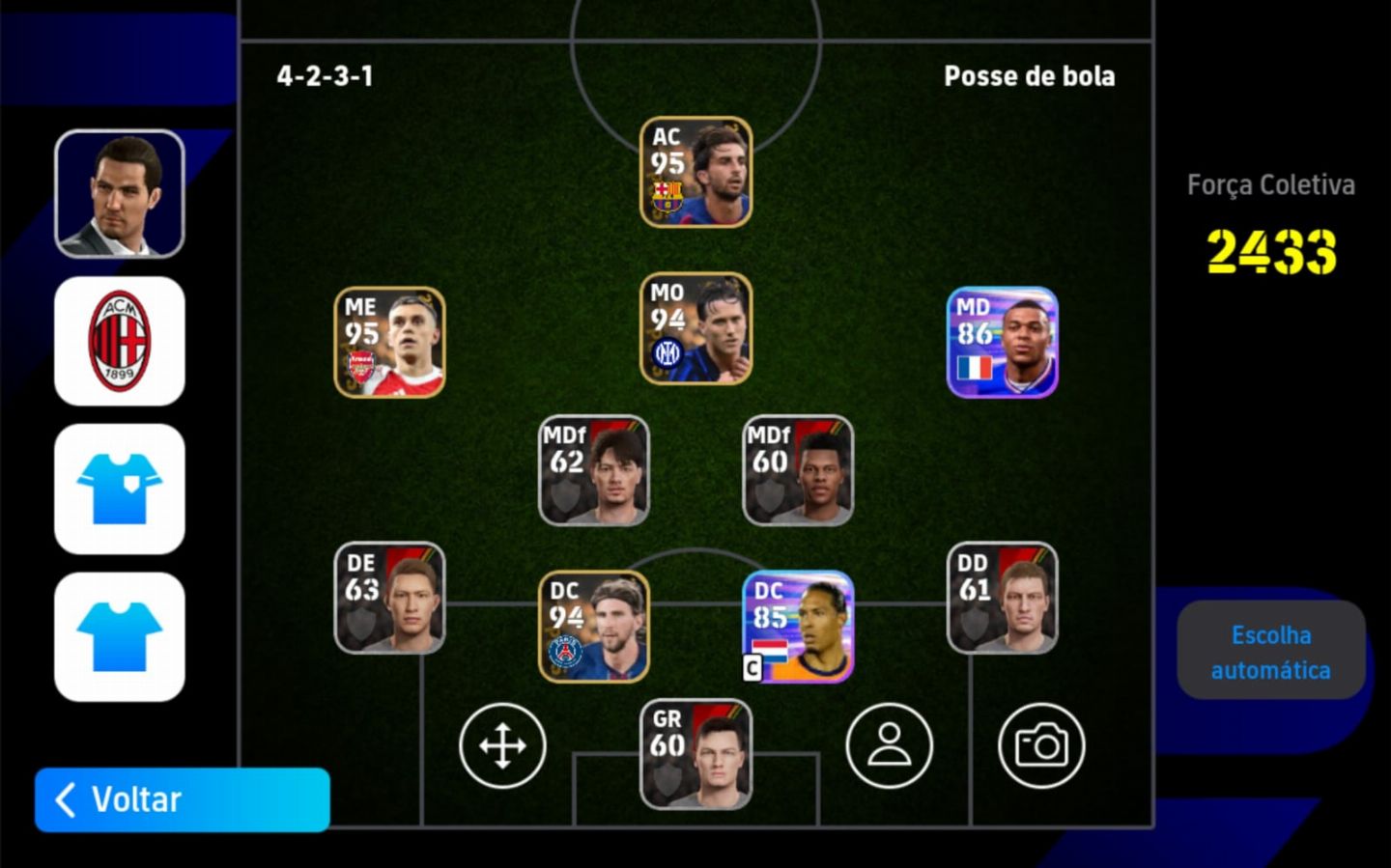 Contas EFOOTBALL MOBILE | 5050 MOEDAS + 4.9M GP + CRAQUES 95 OVERALL