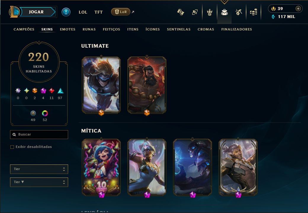 CONTA LOL - LV460 - PLAT4 - ALL CHAMPS