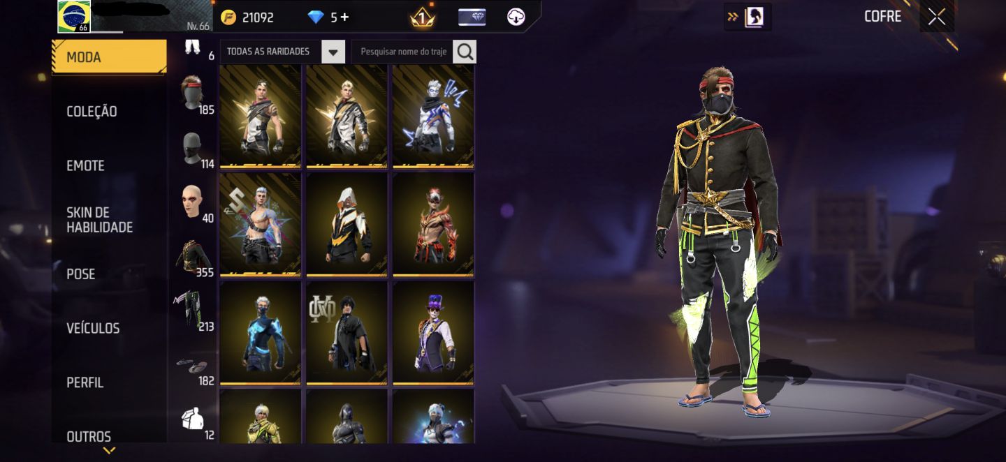Conta Free Fire Angelical Verde - Skins Antigas - Muito top