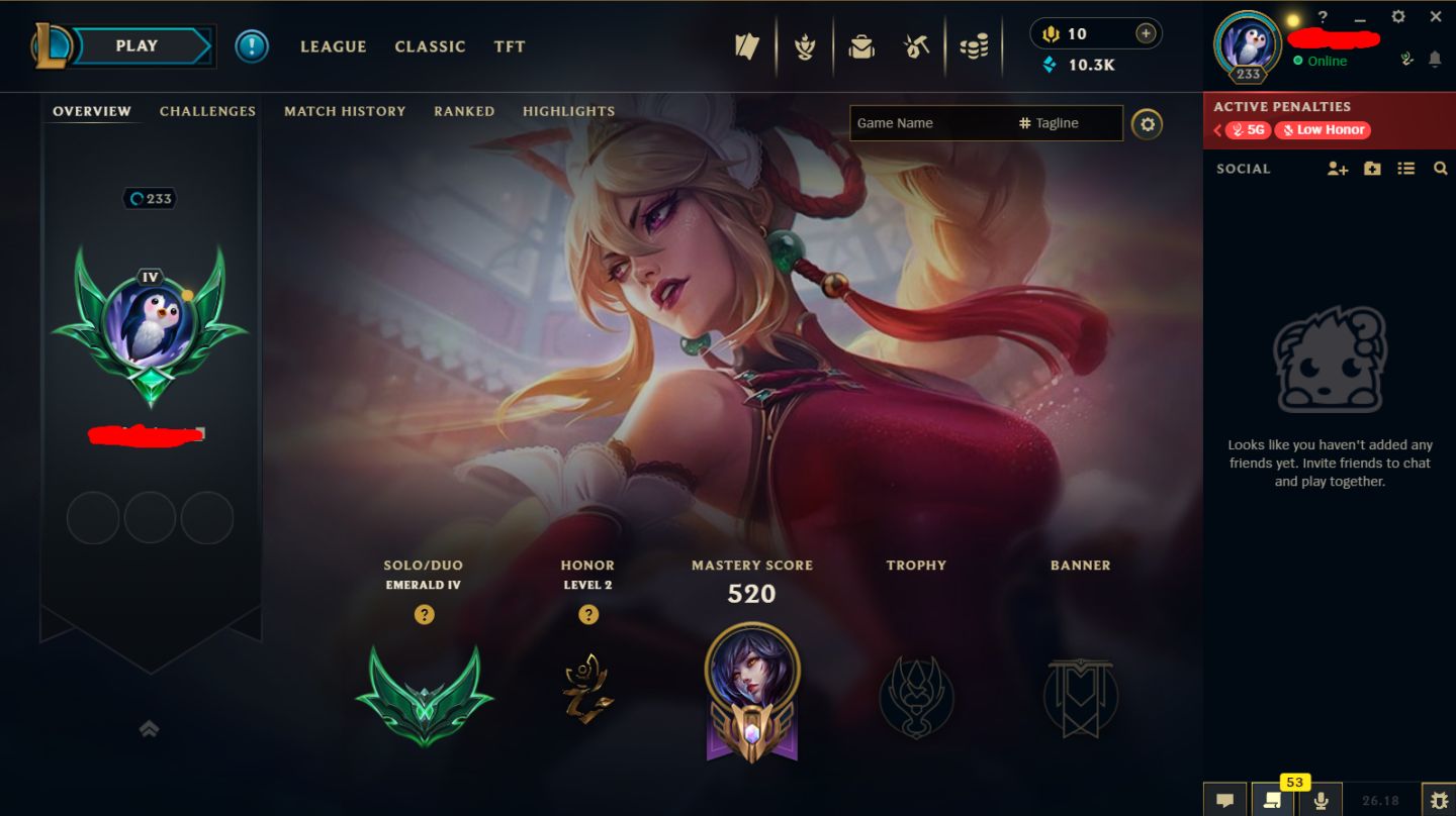 Conta Esmeralda 4 66% Winrate HANDLVL TODOS OS CHAMPIONS