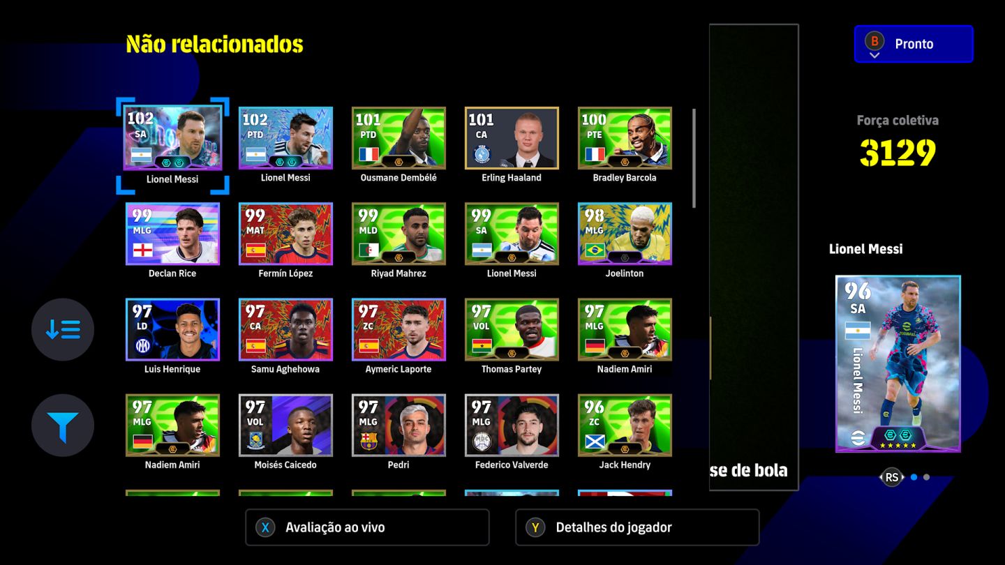 CONTA EFOOTBALL XBOX/PC PARA INICIANTE AUBAMEYANG, MESSI, MBAPPE E + 100