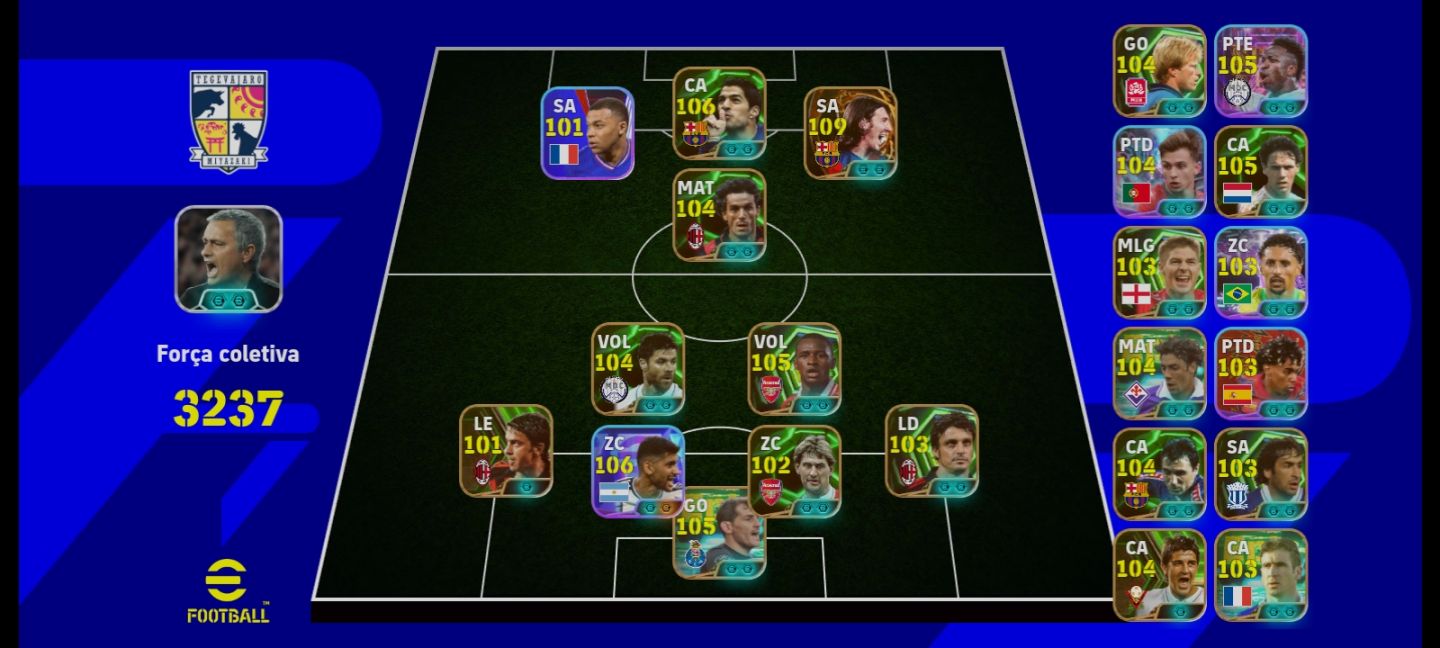 CONTA EFOOTBALL FORÇA COLETIVA 3237 | MESSI 109 + LUIS SUÁREZ + MOURINHO
