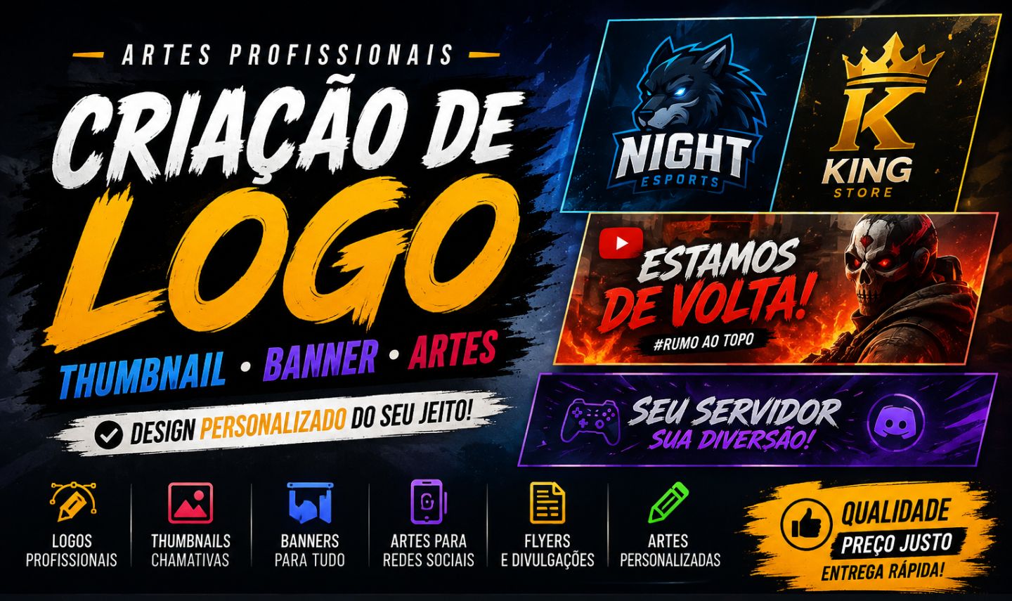 Criação de Logo, Thumbnail, Banner e Artes Profissionais | Design Personalizado