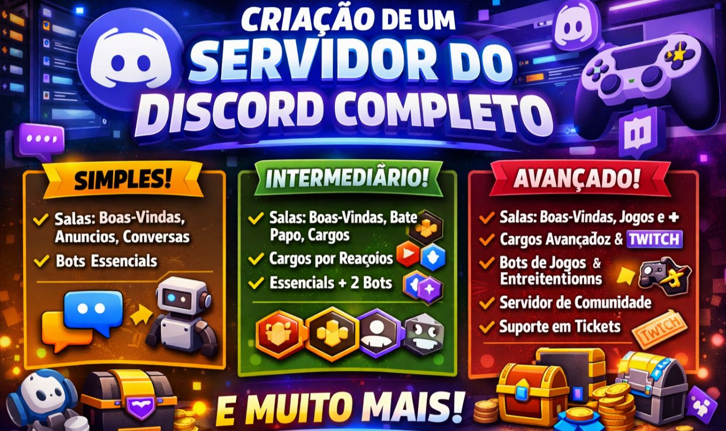 Criação de Servidor do DISCORD completo!