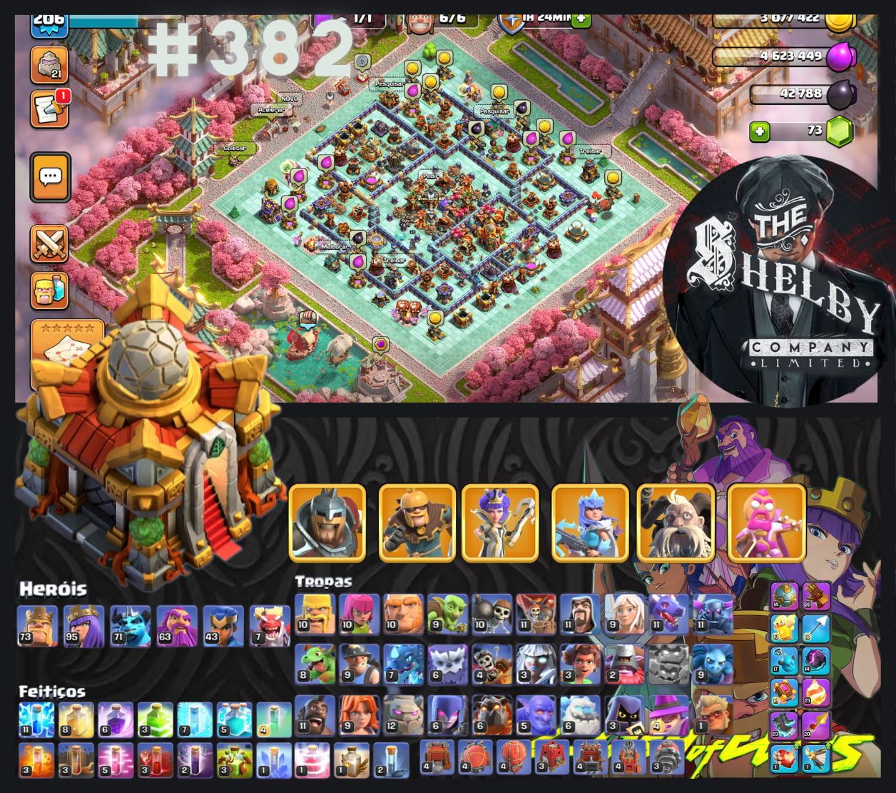 Contas de Clash of clans CV 13, 14, 15, 16, 17, 18 Com Várias Skins e Paisagens.