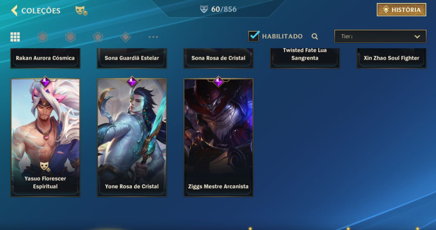 CONTA COM VARIAS SKIN NO WR E NO LOL