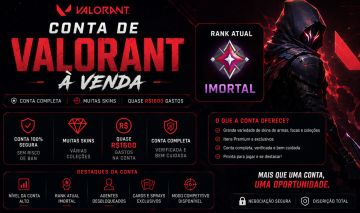 Conta de Valorant / Rank: IMORTAL / +1500 Reais gastos