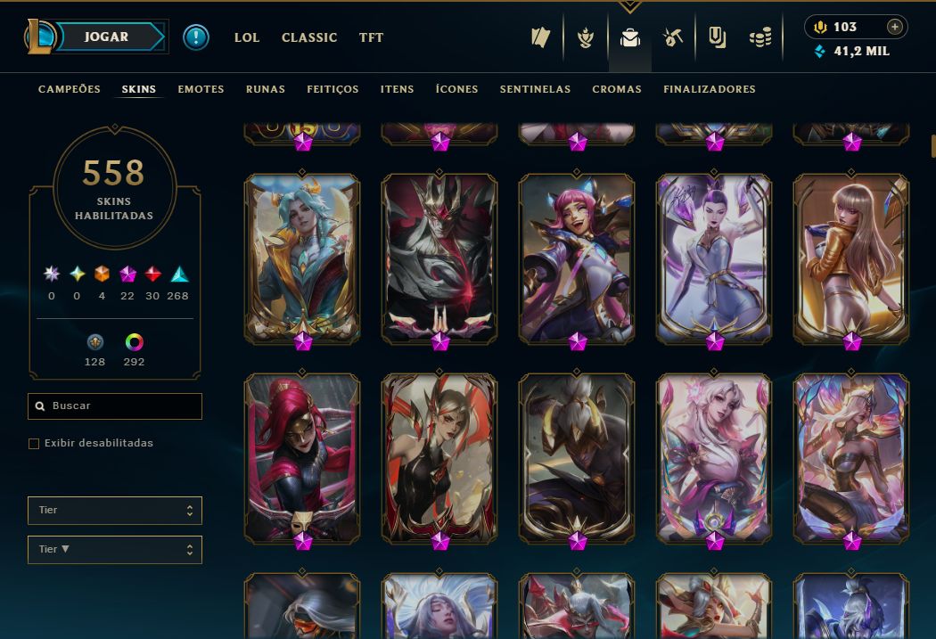 Conta no lol, diamante lvl 862 com 572 skins sendo 4 ultimate com todos champs