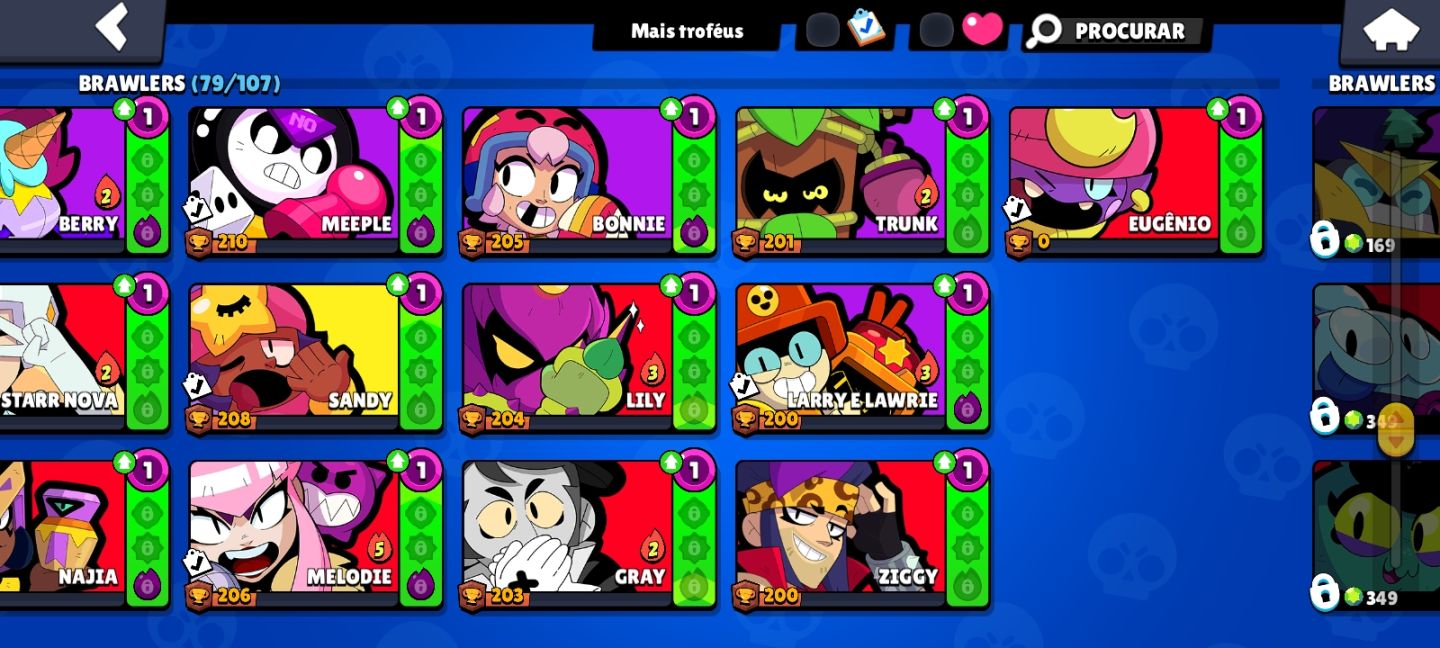 Conta brawl stars e clash royale com muitos personagens