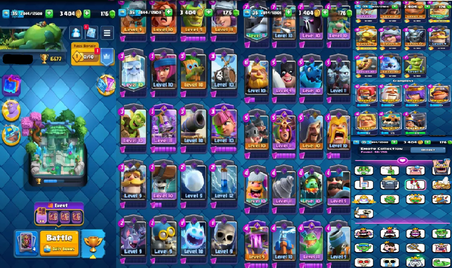 Conta Clash Royale 6.677 Troféus | Level 35 | 121/121 Cartas | 46 Emotes