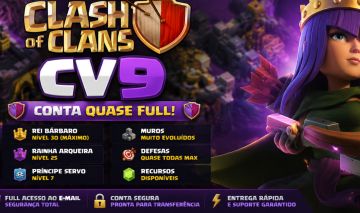 CONTA CLASH OF CLANS CV9 QUASE FUL/576 GEMAS/REI BARBARO FULL